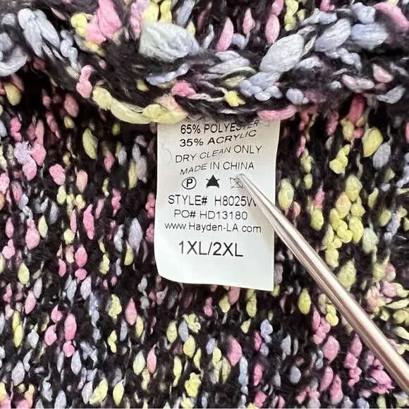Hayden Black Multicolor Oversized Open Front Cardigan NWT Size 1X/2X - Picture 7 of 8